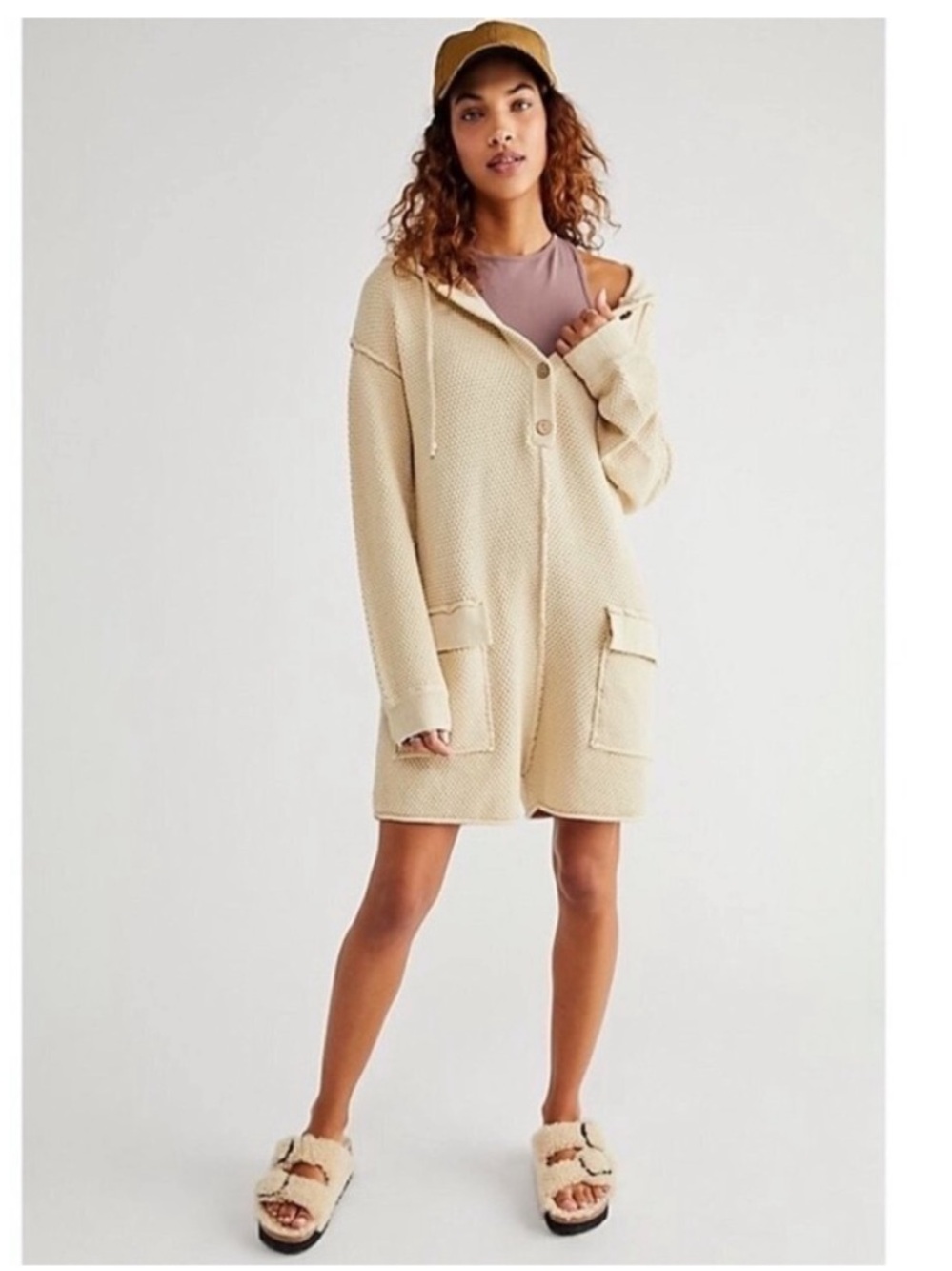 Free People Beach Ryleigh Hailee Hooded Sweater Romper NWT
